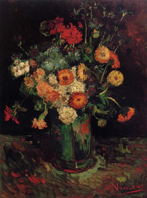 Vincent van Gogh Vase with Zinnias and Geraniums
